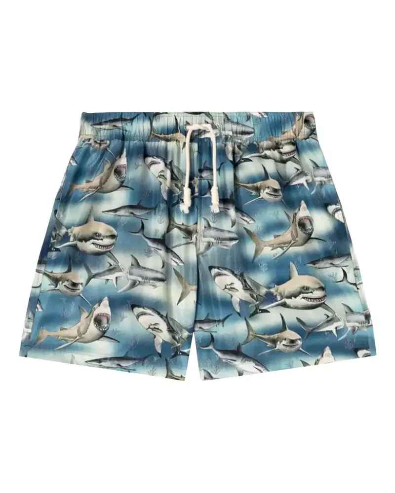 Palm Angels shark-print swim shorts - Blau Blau