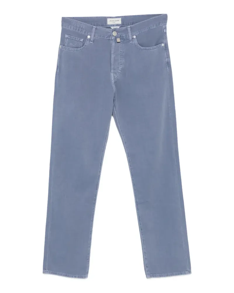 Jacob Cohën logo-patch straight-leg trousers - Blau Blau