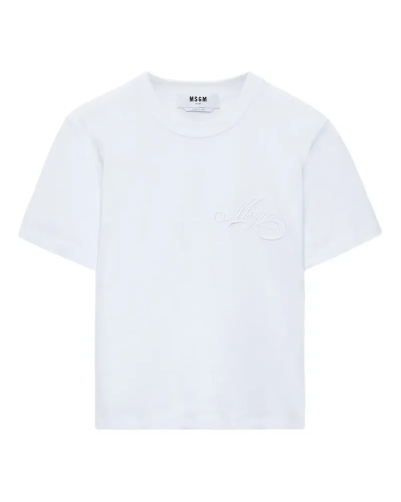 MSGM T-Shirt mit Logo-Stickerei - Weiß Weiß