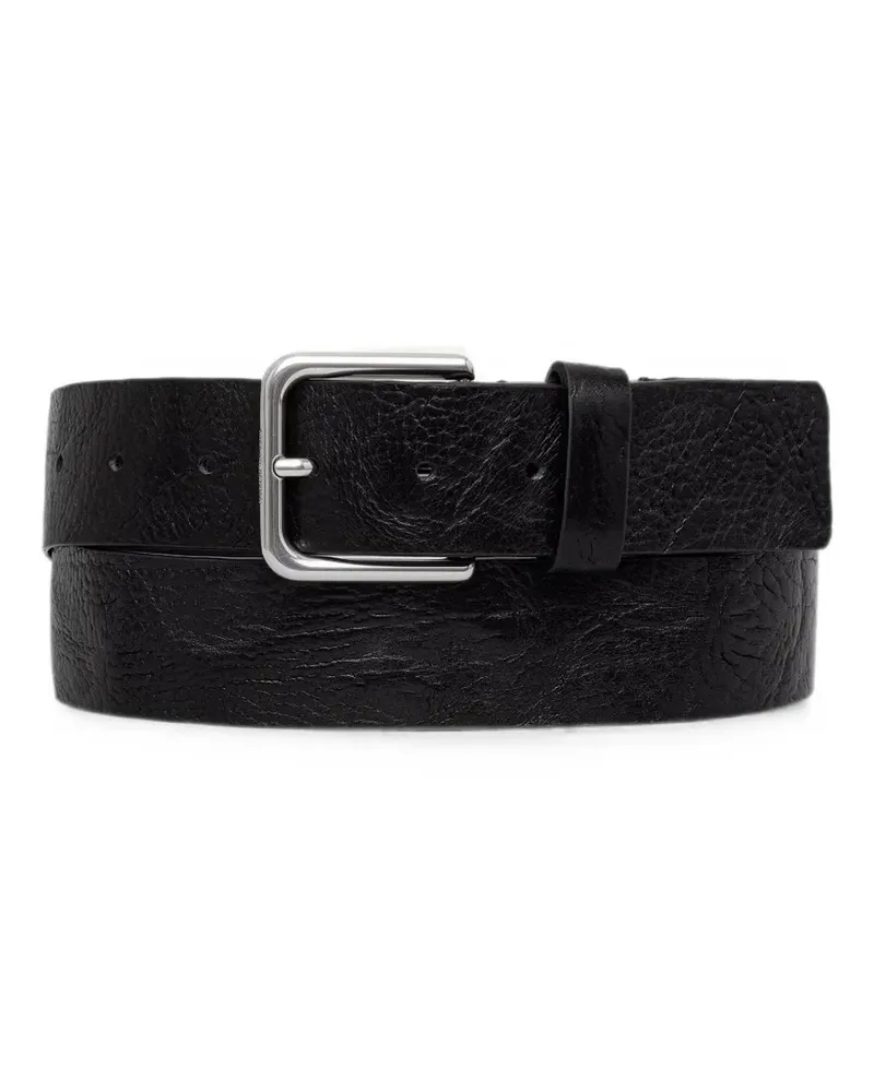 Karl Lagerfeld crinkled-effect buckle-fastening leather belt - Schwarz Schwarz