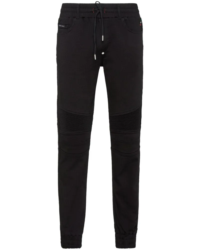 Philipp Plein Halbhohe Slim-Fit-Jeans - Schwarz Schwarz
