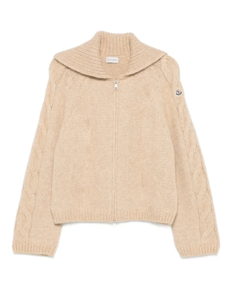 Moncler Zopfmuster-Pullover mit Reißverschluss - Nude Nude