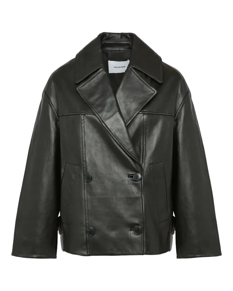 Yves Salomon Doppelreihige Lederjacke - Schwarz Schwarz