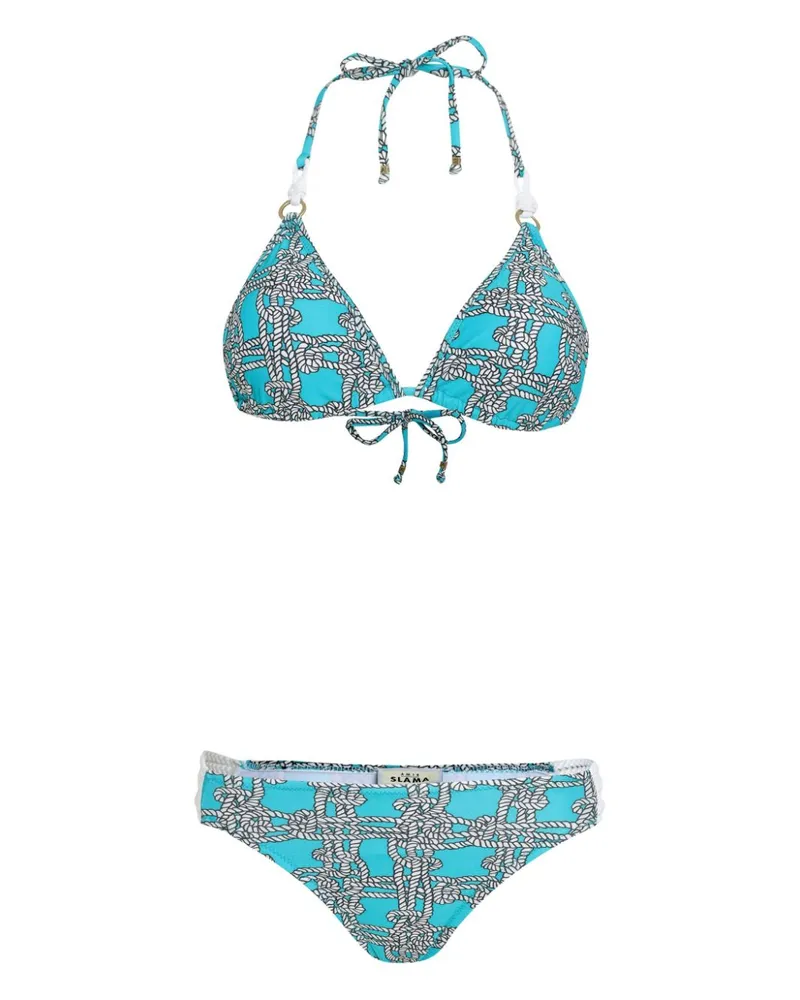 Amir Slama Bikini mit Kordeldetail - Blau Blau