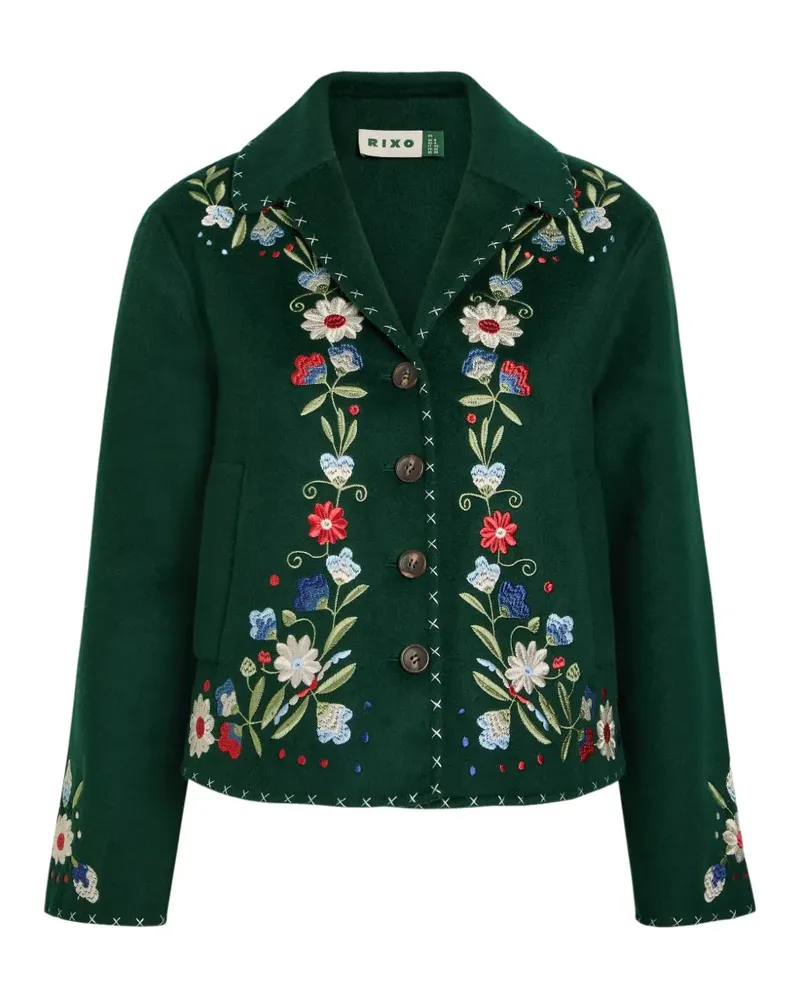 RIXO Jude floral-embroidered jacket - Grün Grün