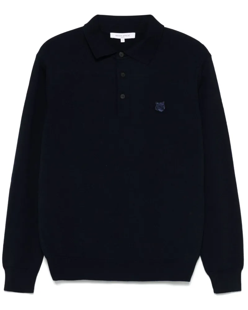 Kitsuné Fein gestricktes Poloshirt - Blau Blau