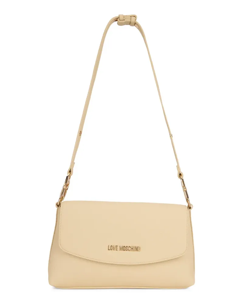Moschino Schultertasche mit Klappe und Logo-Schild - Gelb Gelb