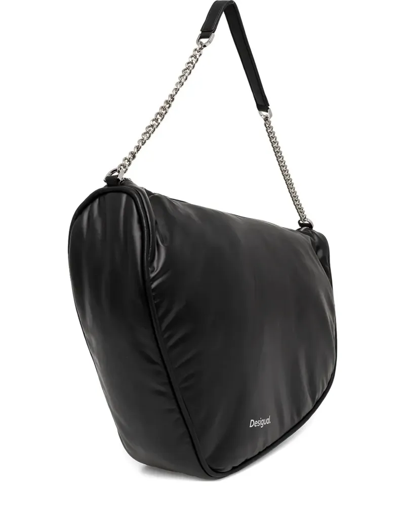 Desigual Schultertasche mit Reißverschluss und Kettenriemen - Schwarz Schwarz