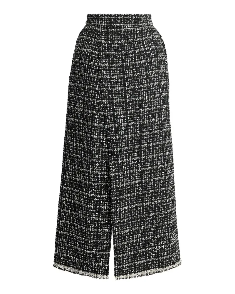 Erdem tweed frayed-edge pencil midi skirt - Schwarz Schwarz