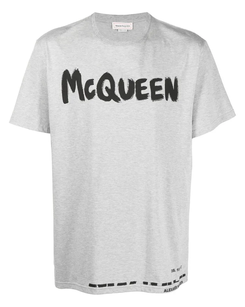 Alexander McQueen T-Shirt mit Logo-Print Grau