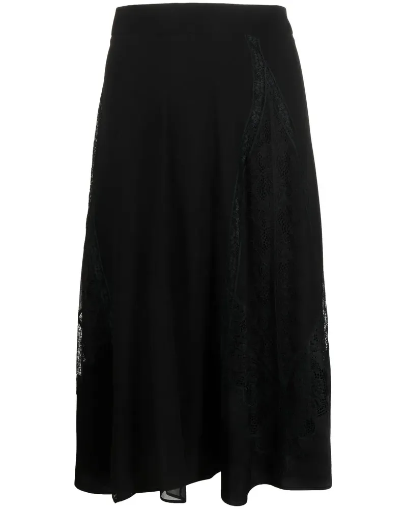 Alberta Ferretti Rock mit Spitzeneinsatz - Schwarz Schwarz