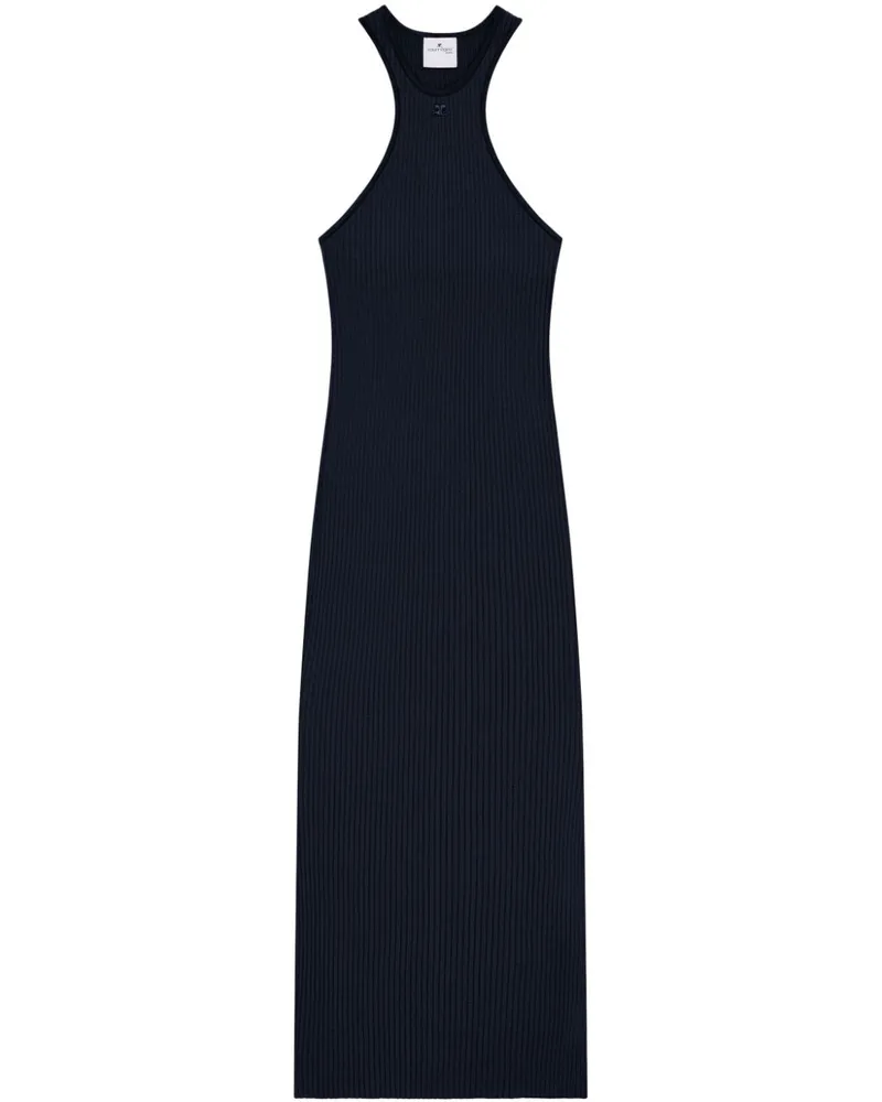 Courrèges Geripptes Scuba Strickkleid - Blau Blau