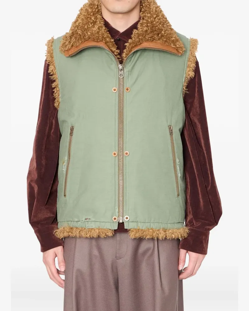 kolor Weste aus Shearling mit Drachenstickerei - Braun Braun