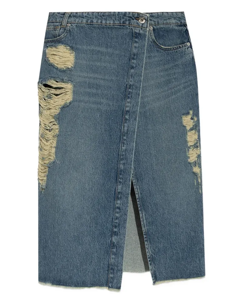 Blumarine Jeansrock im Distressed-Look mit Schlitz - Blau Blau