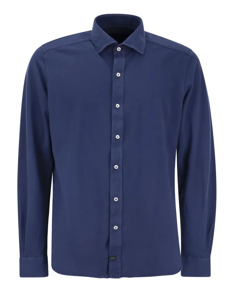 Fay Hemd mit französischem Kragen - Blau Blau