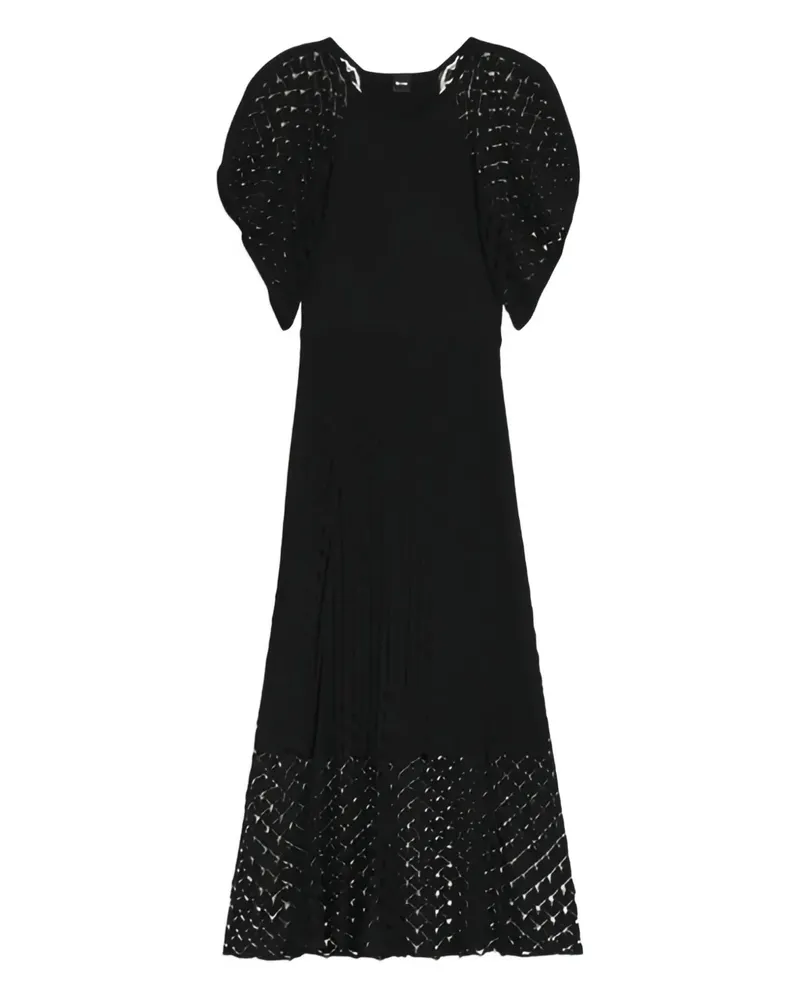 HUGO BOSS Midikleid mit Spitzeneinsätzen - Schwarz Schwarz