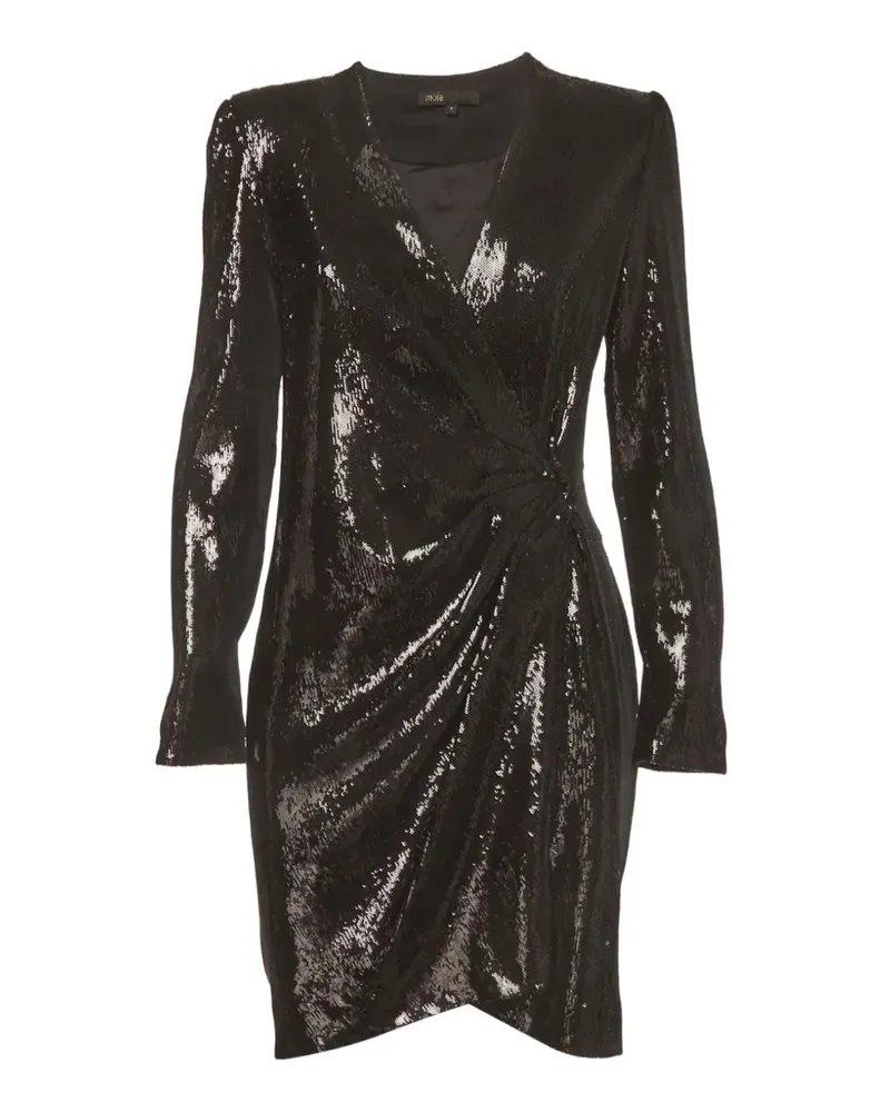 Maje Rivy sequin wrap mini dress - Schwarz Schwarz
