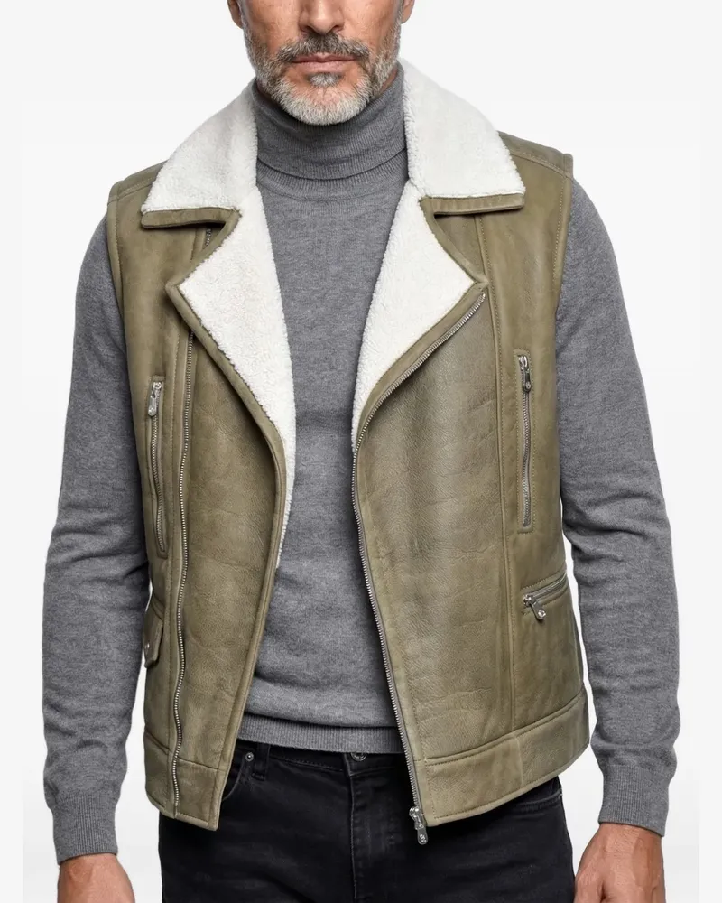 Brunello Cucinelli shearling-lined leather gilet - Grün Grün