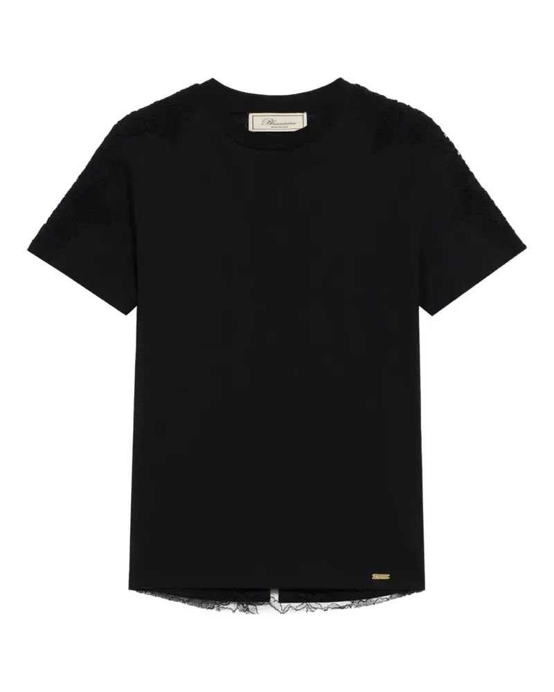 Blumarine T-Shirt mit Spitzenbesatz - Schwarz Schwarz