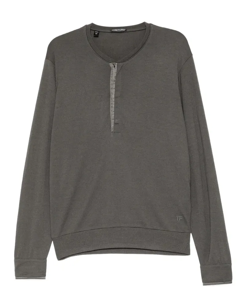 Tom Ford button-placket logo-embroidered sweater - Grau Grau