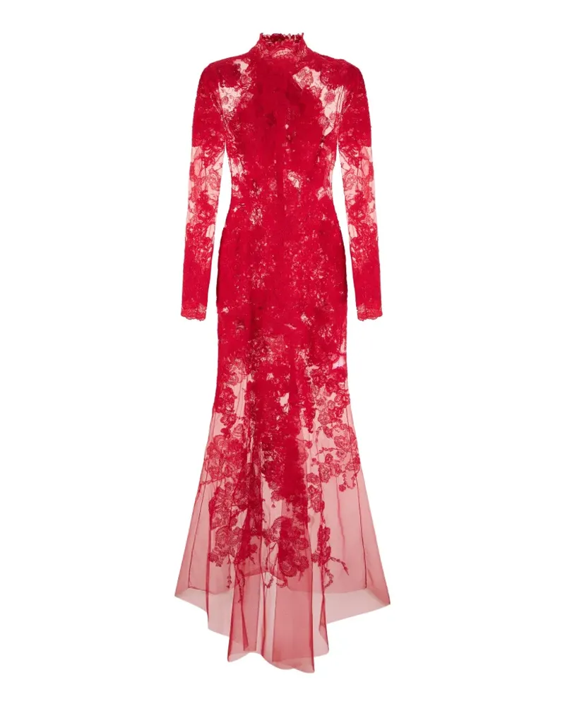 Ermanno Scervino Maxikleid mit Spitze-Overlay und Schleife - Rot Rot