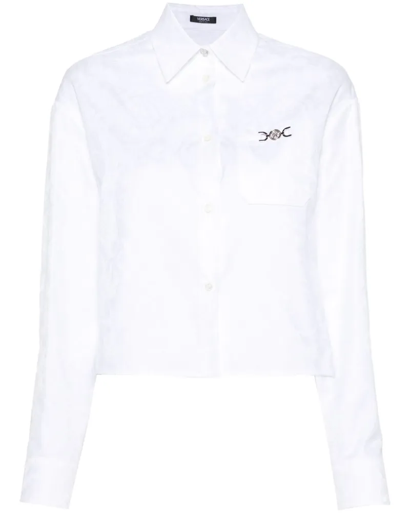 Versace Cropped Barocco Jacquard-Hemd - Weiß Weiß