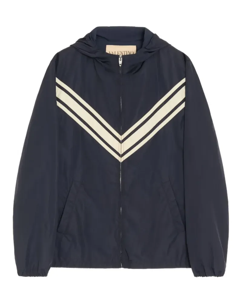 Valentino Garavani Leichte Nylon-Windjacke mit Kapuze mit V-Einlage - Blau Blau