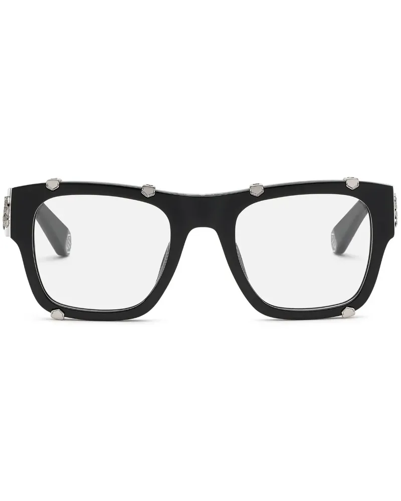 Philipp Plein Icon Hexagon Brille mit eckigem Gestell - Schwarz Schwarz