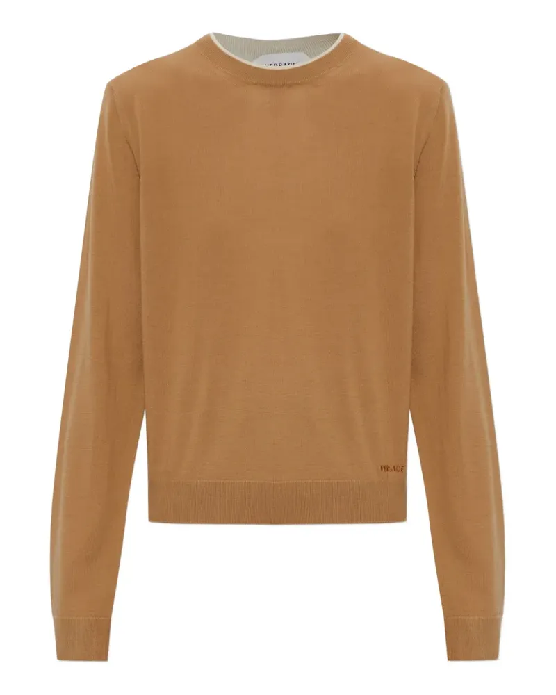 Versace logo-embroidered jumper - Nude Nude