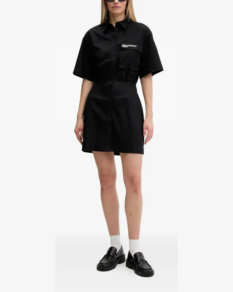 Karl Lagerfeld Cut-Out-Kleid mit Logo-Bund - Schwarz Schwarz