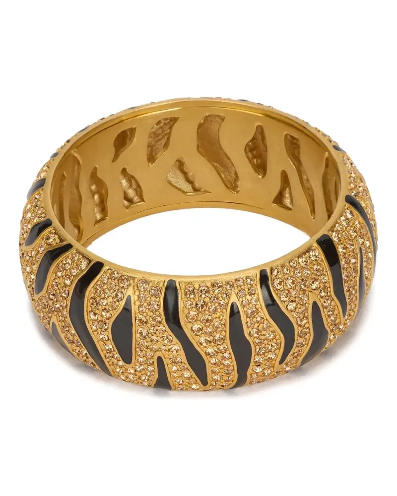 Roberto Cavalli Kristallverziertes Armband mit Tigerstreifen - Gold Gold