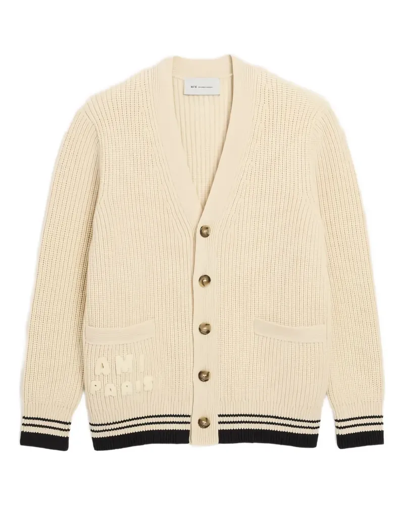 AMI Paris Gestreifter Cardigan mit Taschen - Nude Nude