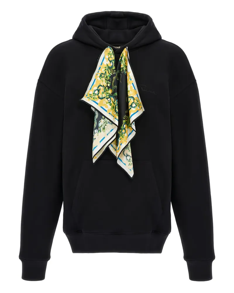 Roberto Cavalli Hoodie mit appliziertem Schal - Schwarz Schwarz