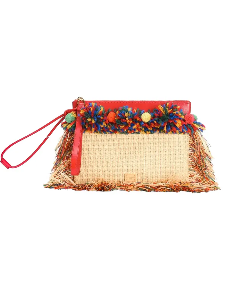Dolce & Gabbana raffia toiletry bag with fringes - Nude Nude