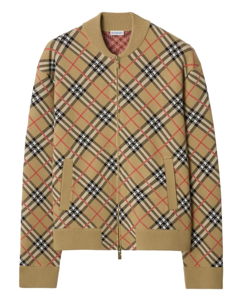Burberry Check Cardigan mit Reißverschluss - Nude Nude