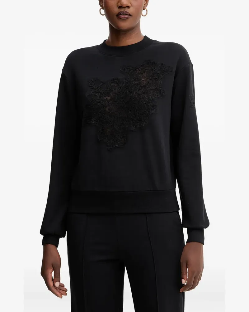 Ermanno Scervino lace-appliqué long-sleeve sweatshirt - Schwarz Schwarz