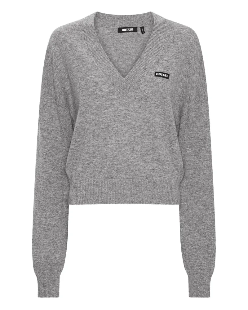 ROTATE Birger Christensen V-neck logo sweater - Grau Grau