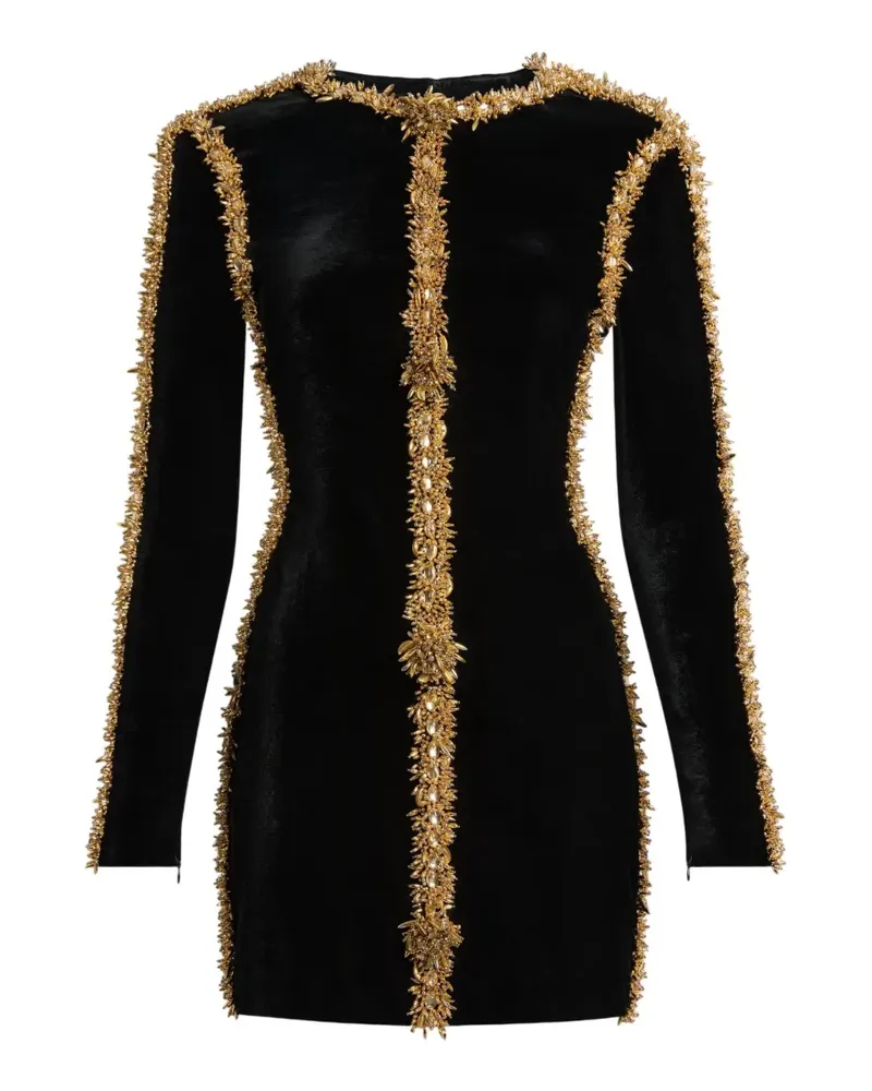 Balmain Kleid aus Samt mit besticktem Saum - Schwarz Schwarz