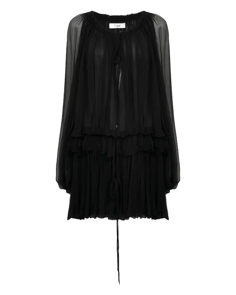Chloé Langärmeliges Minikleid - Schwarz Schwarz