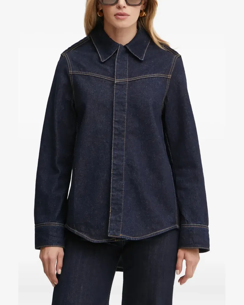 Victoria Beckham point-collar long-sleeve shirt - Blau Blau