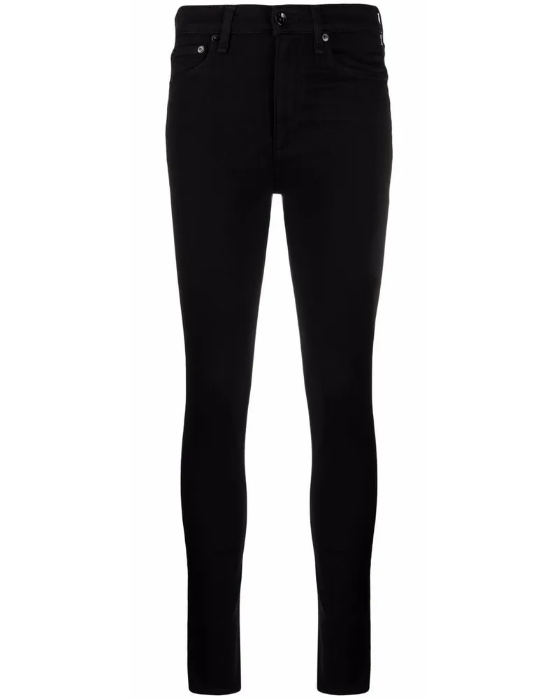 Rag & Bone Halbhohe Skinny-Jeans Schwarz