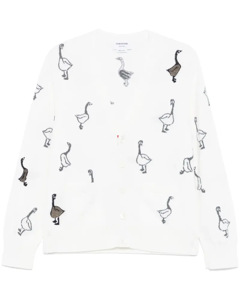 Thom Browne Cardigan mit Intarsienmuster - Weiß Weiß