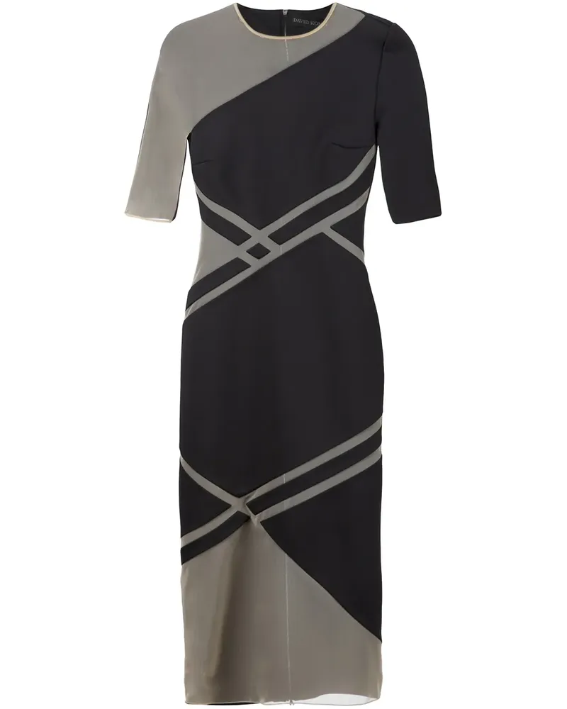 David Koma Kleid mit Nezteinsätzen - Schwarz Schwarz