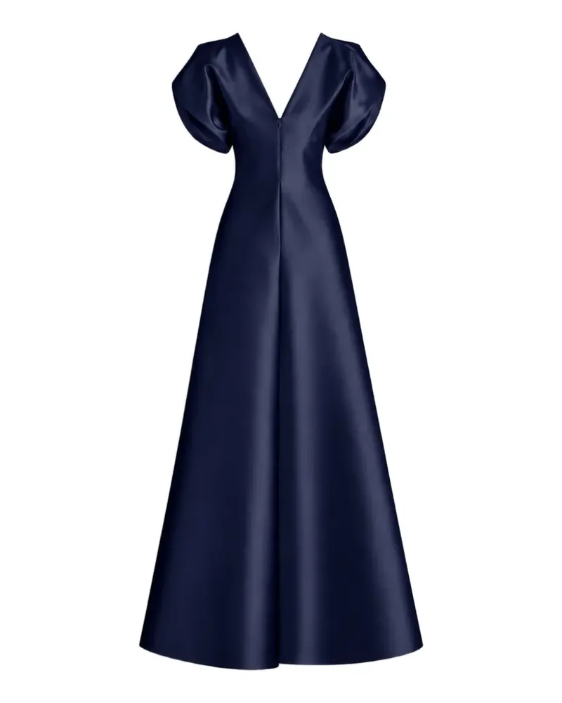 Alberta Ferretti Maxikleid mit Satin-Finish und V-Ausschnitt - Blau Blau