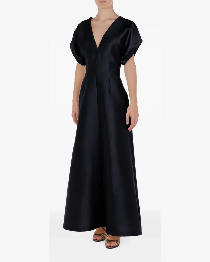Alberta Ferretti Maxikleid mit Satin-Finish und V-Ausschnitt - Blau Blau