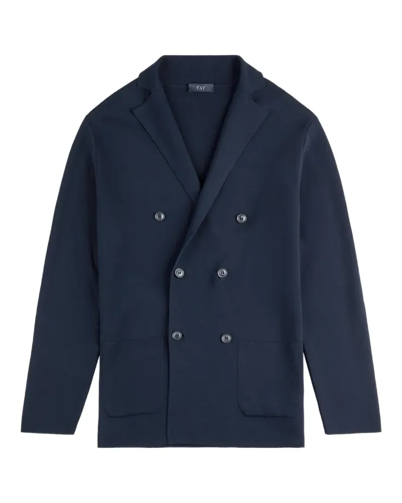 Fay double-breasted knit cotton cardigan - Blau Blau