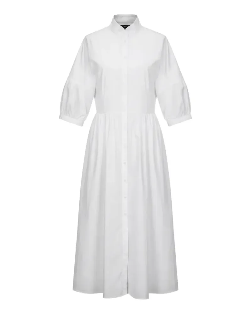 Black Label puff-sleeve button-down maxi dress - Weiß Weiß