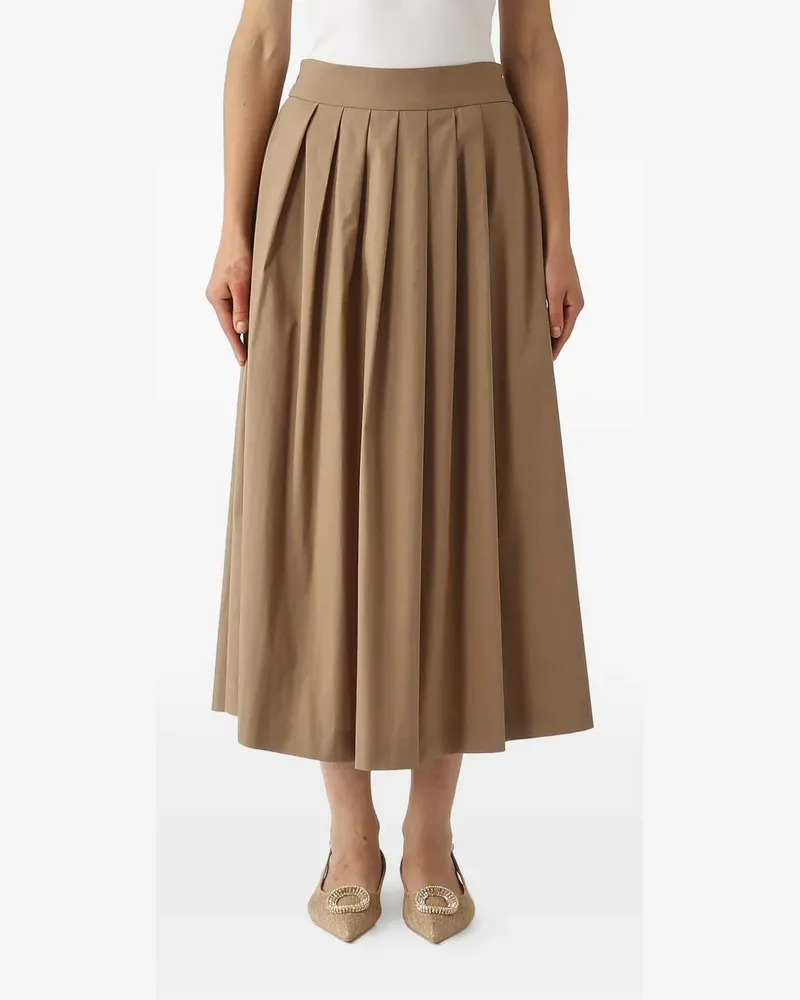 PT TORINO pleated-front elasticated-waist midi skirt - Braun Braun