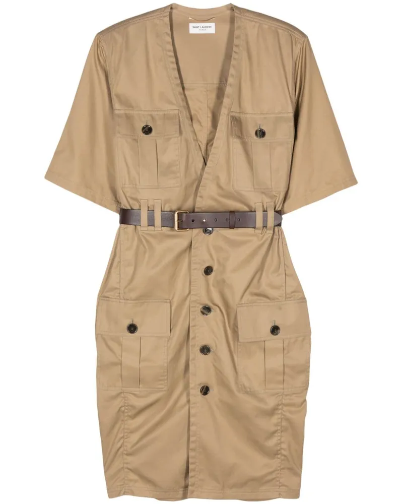 Saint Laurent Saharienne Hemdkleid - Nude Nude