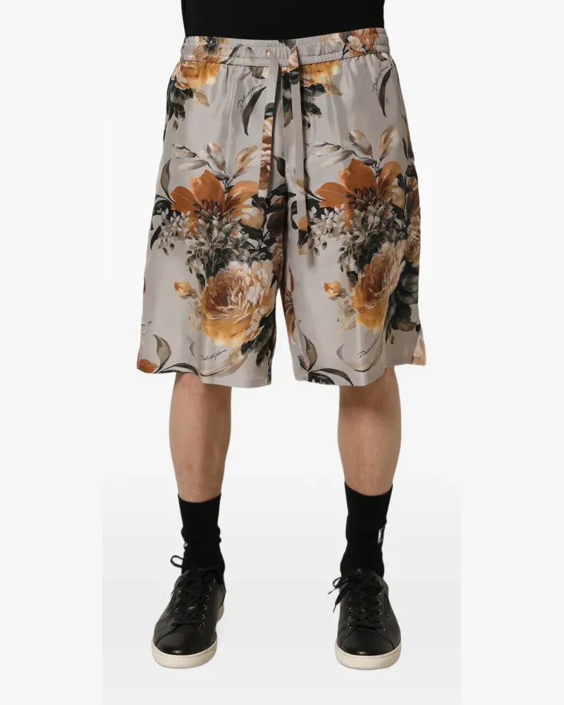 Dolce & Gabbana floral-print silk shorts - Grau Grau